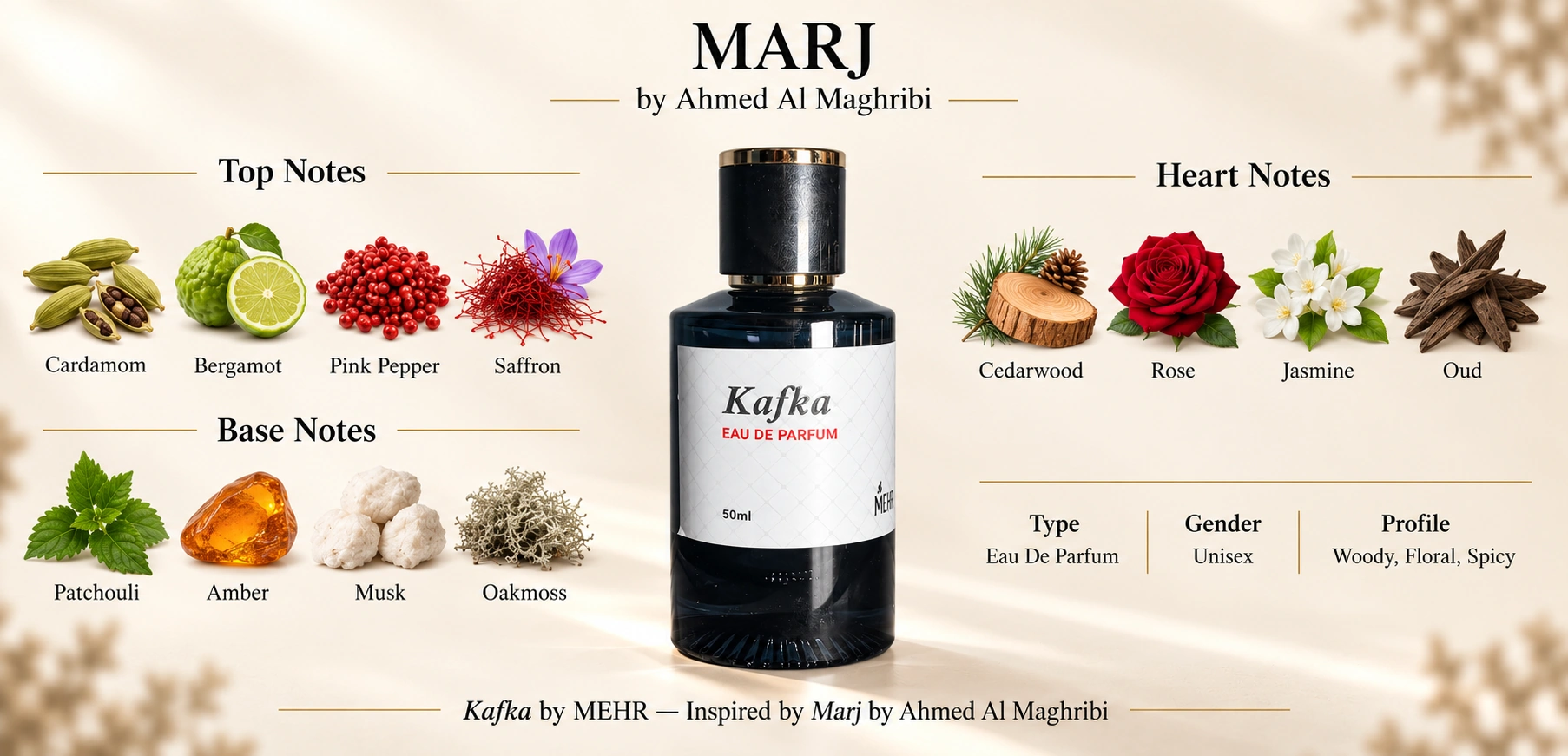 KAFKA — top, heart, and base notes
